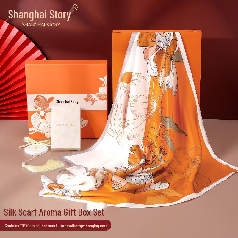 Shanghai Story 100% Morušové hedvábí Čtvercový šátek pro ženy