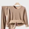 "Ultra-Thick Camel Hair Thermal Underwear Set - Unisex Round Neck Plus Velvet, Cold-Proof for Autumn and Winter"