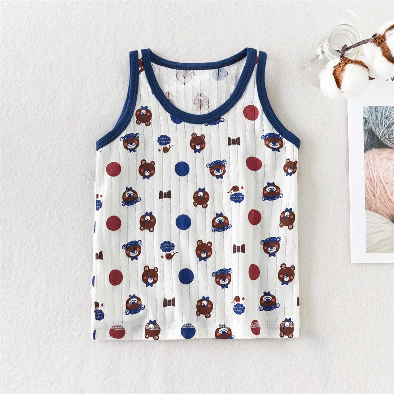 Children s A-Grade Pure Cotton Sleeveless Pajama Vest – Soft, Close-Fitting, Four-Season Wear with Baby Print