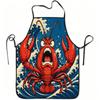 1pc Angry Lobster Print Apron, Durable and Easy To Clean, Adjustable Waistband, Polyester Material, Suitable for Kitchen Cooking, Gardening, Orchard P