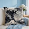 Cushion Cover The Great Wave Off Kanagawa Short Plush Soft DoubleSided Printing Pillow Case Cozy Sofa Bedroom Home Decor Gift