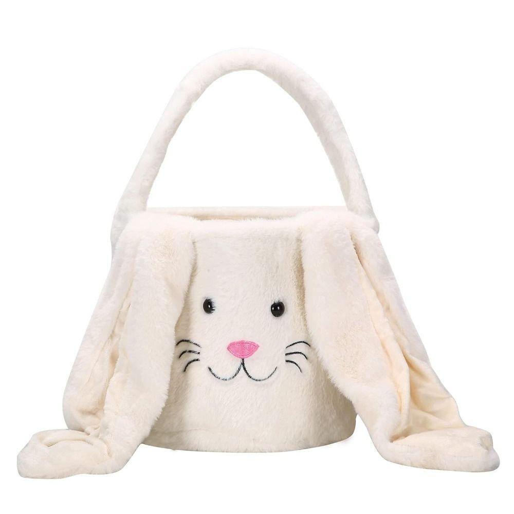Large Capacity Bunny Storage Basket Portable Design Candy Basket Bunny Handbag Easter Celebration