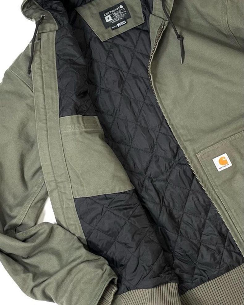 Carhartt Mainline J130 Zahustená Praná Plátenná Pracovná Bunda s Kapucňou