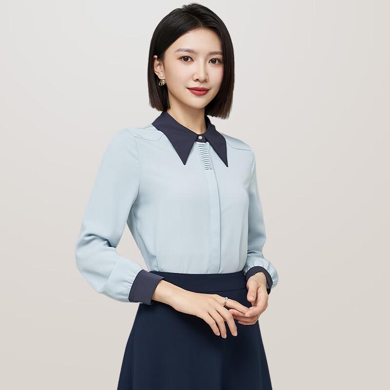 Teluoman Women s Long-Sleeve Chiffon Professional Blouse 3XL