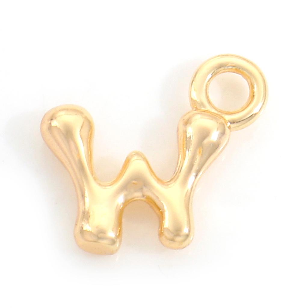 3 Piece Brass Charms 18K Real Gold Plated Capital Alphabet/ Letter Message " A-Z " Pendant Accessories DIY Personalized Jewelry