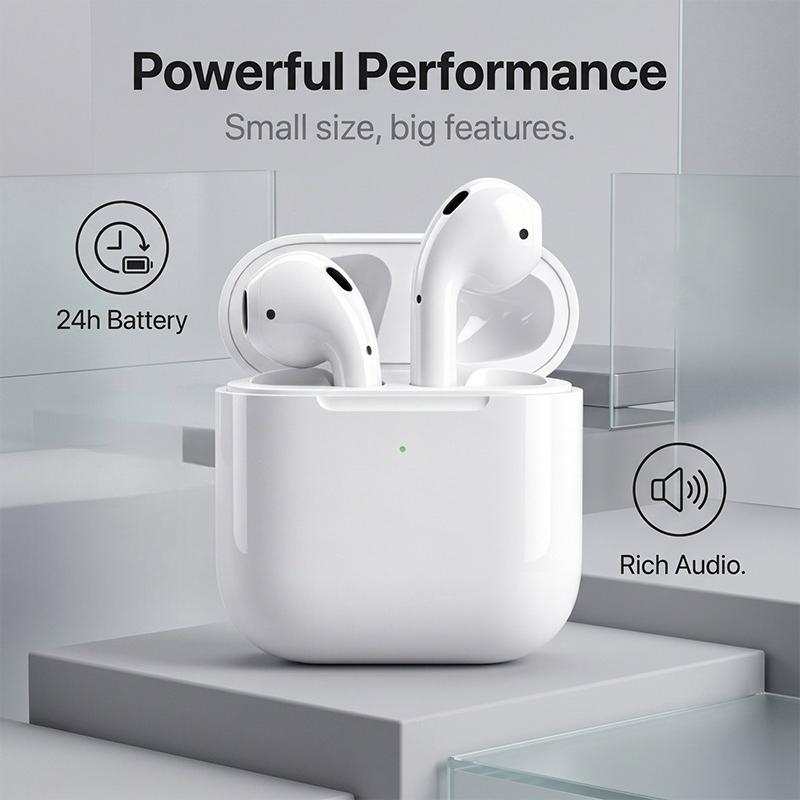 Zweite Generation Air 2 Bluetooth 5.3 TWS Ohrhörer Half-In-Ear Kabelloses Headset Reichhaltiger Sound Freihändiges Telefonieren 24 Stunden Wiedergabezeit