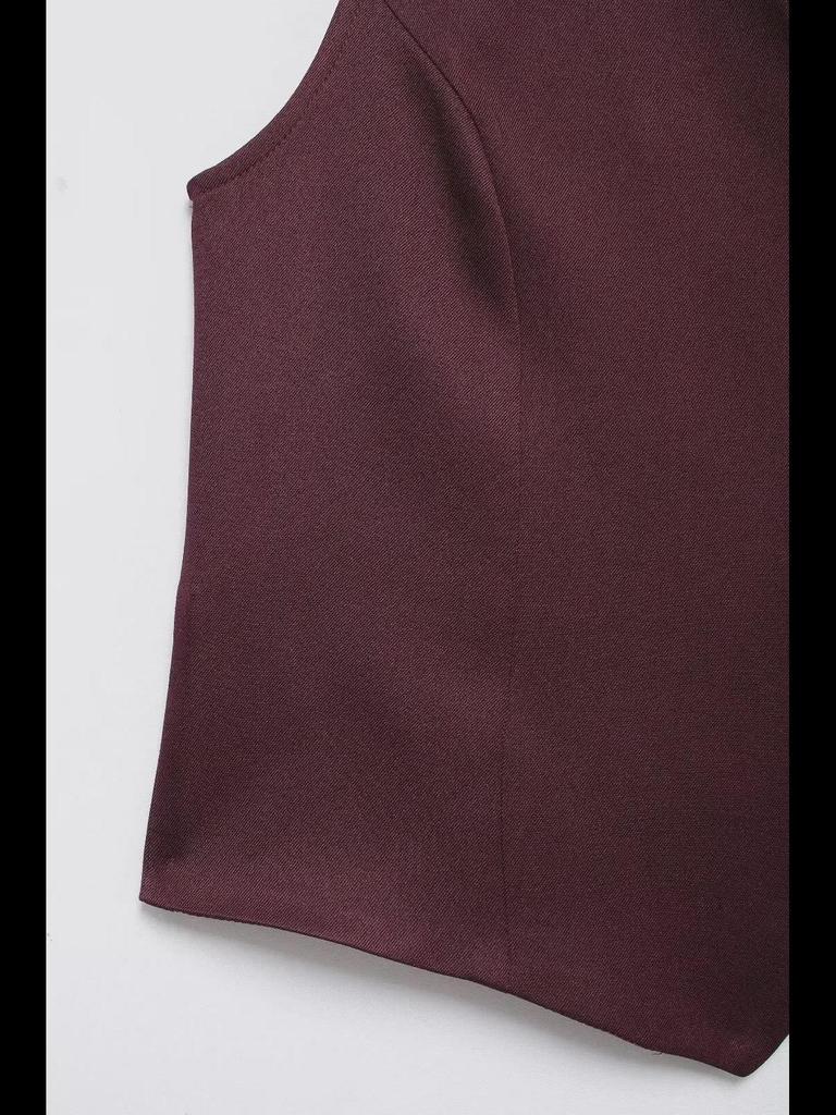 Sleeveless Slim Vest & Wide-Leg Pants Women's Suit