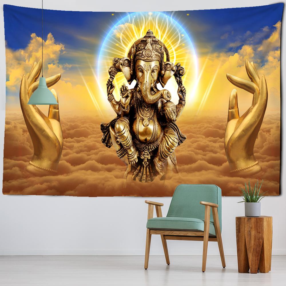 Elephant Bergamot Tapestry Wall Hanging Thai Bohemian Buddhist Sleeping Mmat Living Room Art Family Decoration