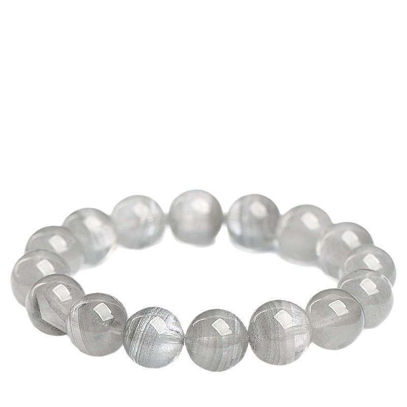 Natural Crystal Gray Phantom Round Bead Bracelet: Thousand Layer Gauze