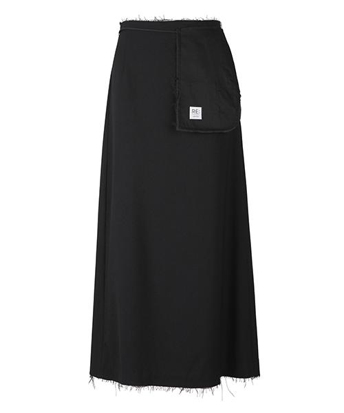 Recorde Raw Edge Detail Flare Long Skirt_Rqkaw23542Bkx