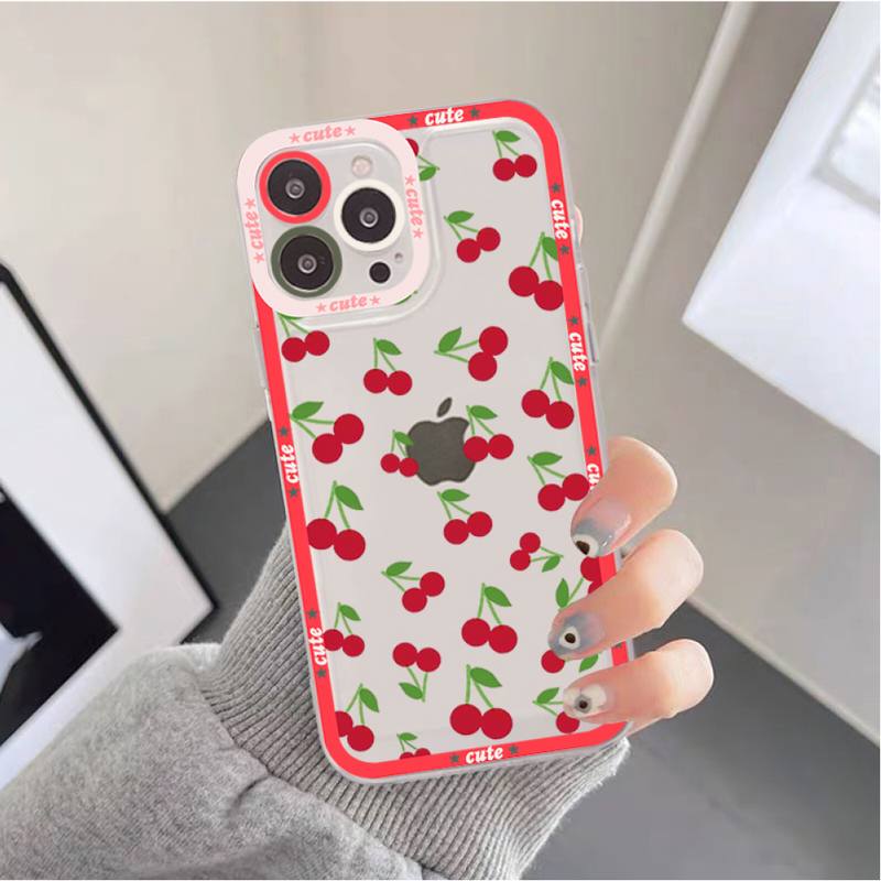 Lovely Cherry Strawberry Phone Case for iPhone 11 12 13 Mini Pro Max 14 Pro Max Case shell