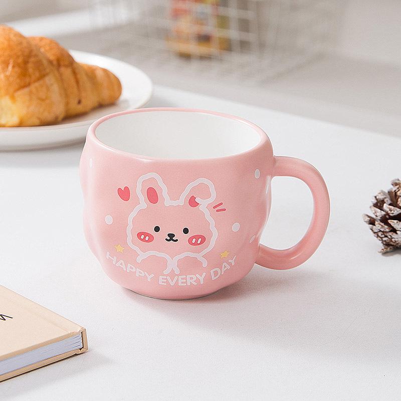 Soft Cute Rabbit Ceramic Mug Children's Coffee Water Cup Cute Cute Fun Home Couple Breakfast Milk Cup