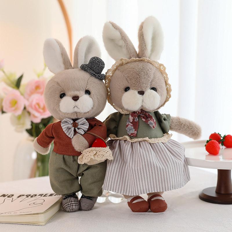 Cute Pet Couple Rabbit Bear Plush Toy Foreign Trade New Eight-inch Grab Doll Valentine's Day Gift
