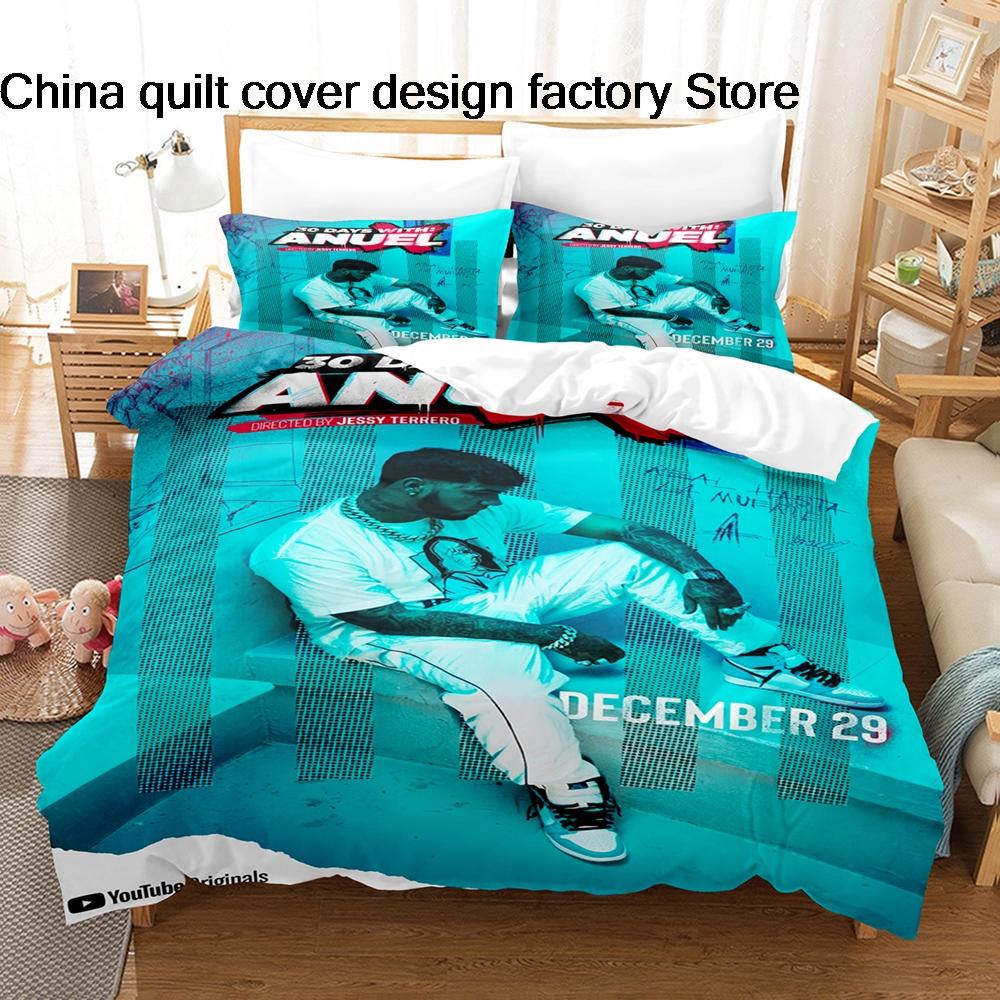 Duvet Cover Pillowcase Rapper Real Hasta La Muerte Bed Linen for Bedroom Decor All Sizes Available 3D Anuel AA Bedding Set 3Pcs