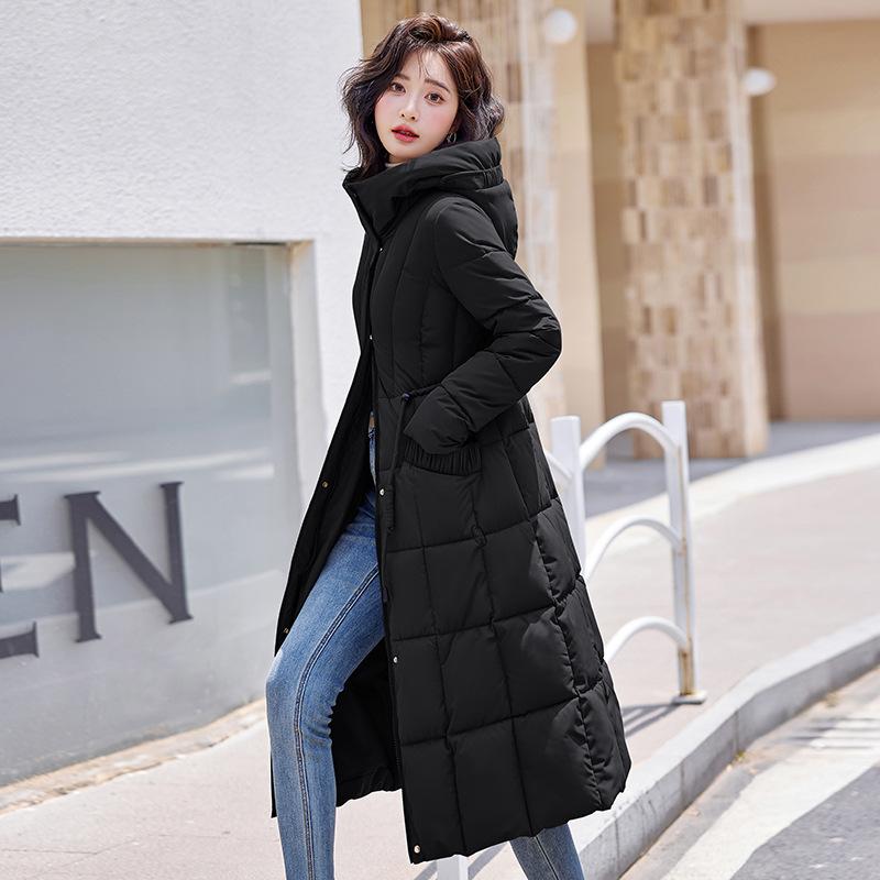 Hooded windproof lightweight thickened padded fluffy warm warm cold loose long section of high quality fabric casual sports jacket cotton jacket coat