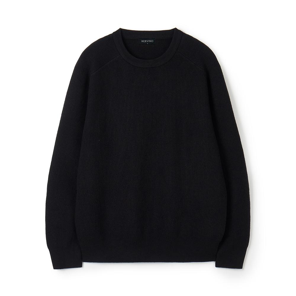 HERVINO Raglan Crewneck Muscle Knit [Black]