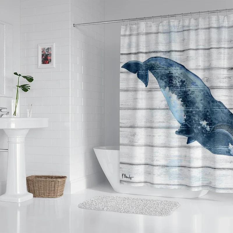 Haushalt wasserdichtes Gewebe Haushalt Duschvorhang Zubehör Duschvorhang 240 * 200 Zuhause maritimer Stil Duschvorhang