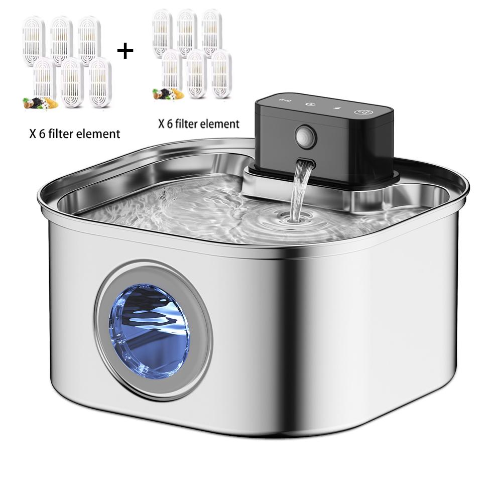 3L 5V Rechargable Automatic Stainless Steel Dogs Water Fountain 4000mAh Wireless Pet Drinker Battery Sensor Dispenser Cat Bowls