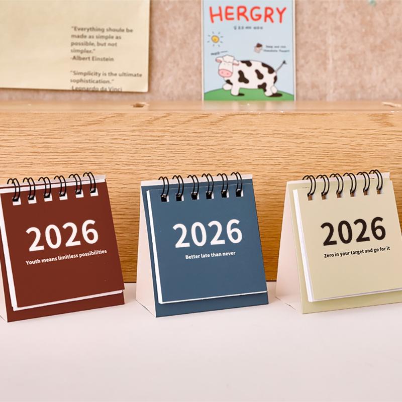 2025-2026 Mini Simple Calendar Small Desk Calendar Creative Coil Calendar Planner Desktop Decoration Office Stationery
