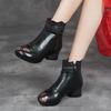 Autumn and Winter Women's Boots First Layer Cowhide Thick Heel Soft Sole Waterproof Short Boots Round Head Fashion Cotton Shoes Women