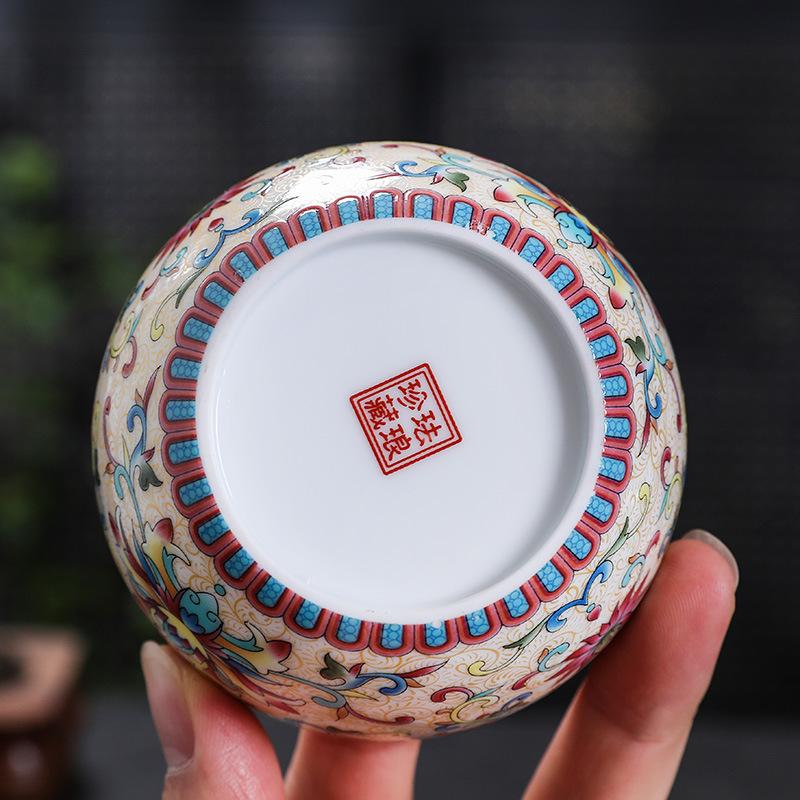 Vergoldetes Emaille Meister Keramik Einzelne Verkostungsschale Haushalt Kung Fu Tee Vintage Goldlinie Filigran Tasse