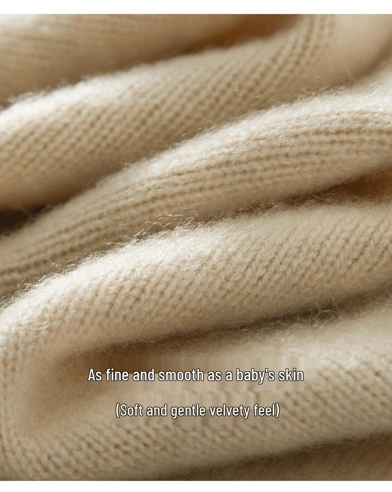 Maglione da Donna in Puro Cashmere Girocollo a Maglia Larga: Manica Lunga, Colore Unito, Strato Base Caldo.