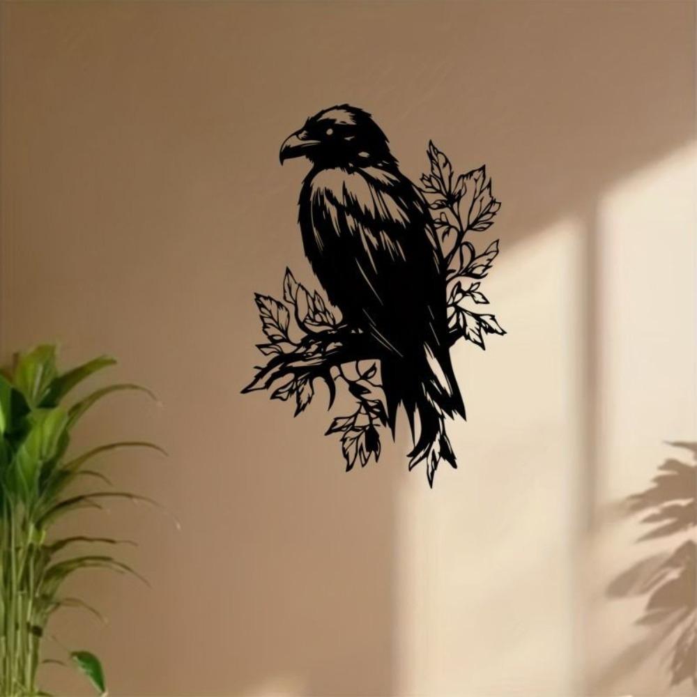 Metal Crow Wall Decor for Yard & Home, Halloween & New Year Gift