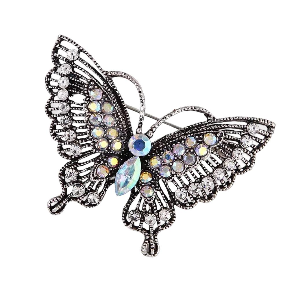 Broche Papillon Cristaux Élégants Designs en Alliage Vintage Ornement pour Femmes Robes Chapeaux Sacs Accessoires de Fête de Mariage