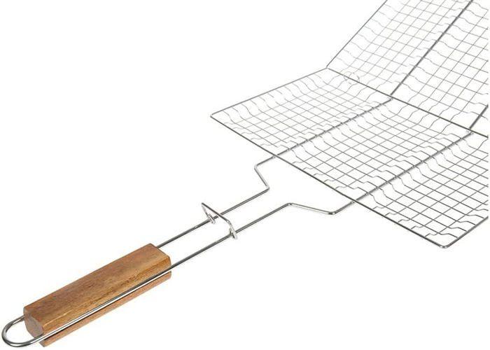 Grille de cuisson - Référence 001088 - 34 x 22 cm - 3 compartiments - Poignées en bois d'Acacia