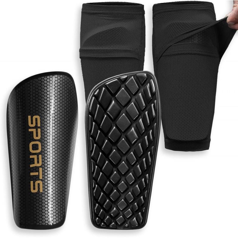 Football Shin Guards With Compression Socks Set Adults Teens Soccer Protection Gear