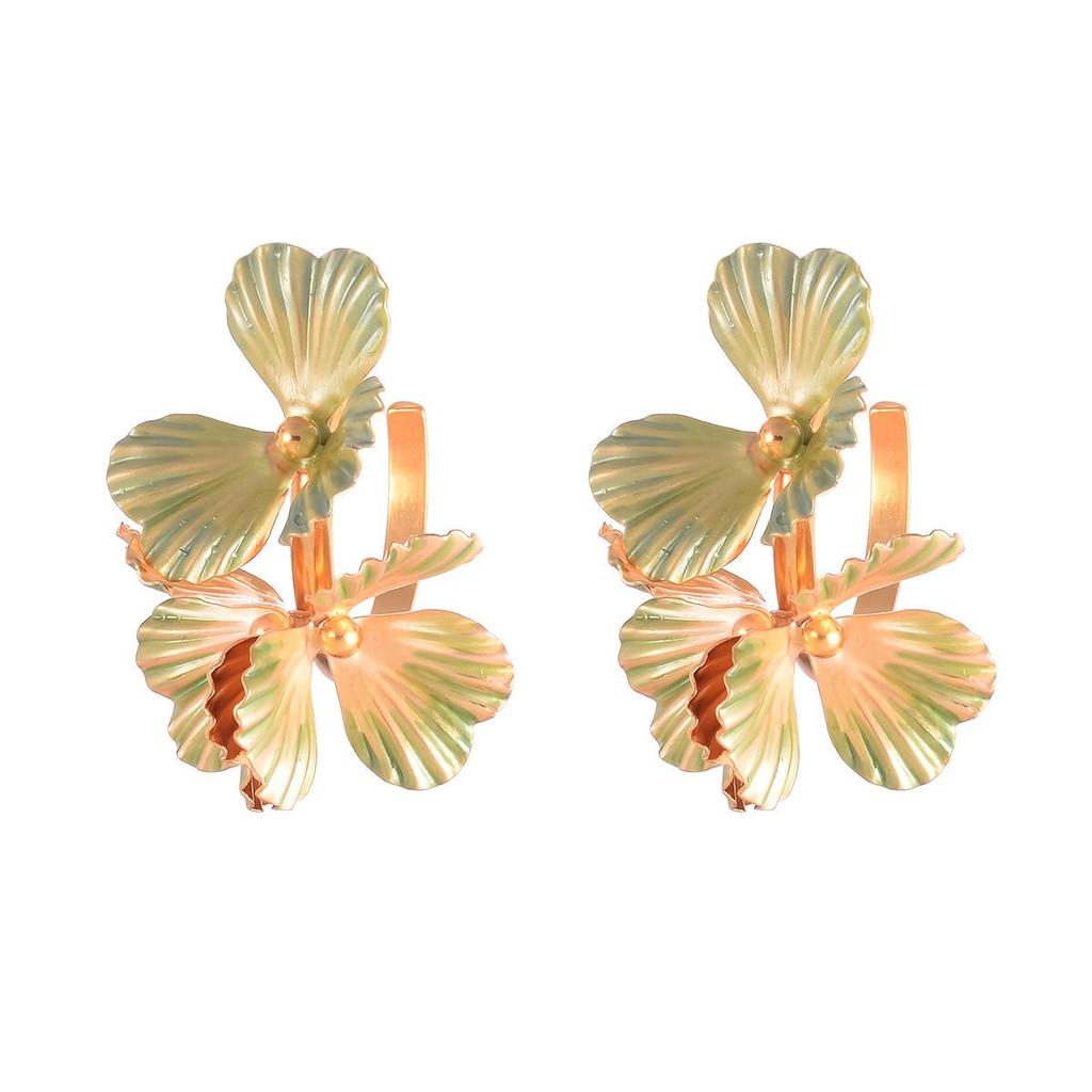 European and American High-End Exquisite Fashion Flower C-Shaped Earrings