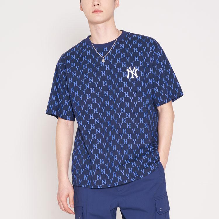 MLB T Shirts Unisex Dark Blue Crew Neck Moderate Straight Fit 3ATSM1023-50NYS
