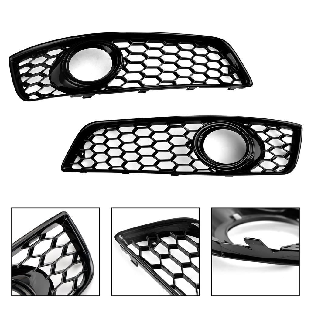 Honeycomb Bumper Front Fog Light Grill Grille Cover 8P0807682D 8P0807681D Fit A3 8P 2009-2013