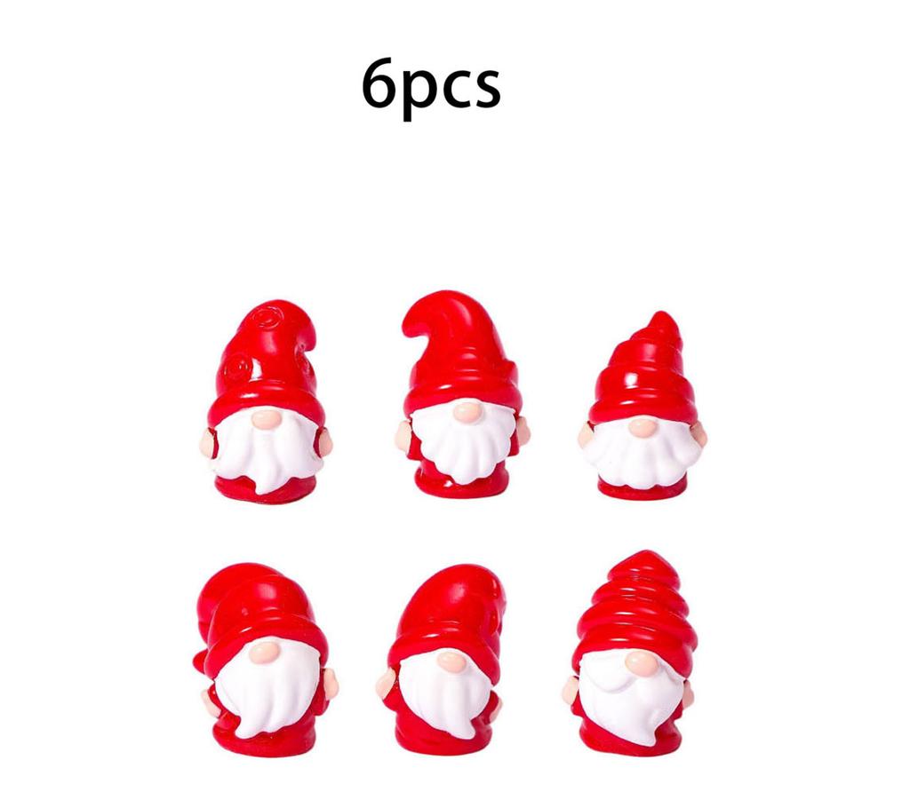6/12Pcs Cute Mini Resin Gnomes Red Christmas Figurines For Diy Fairy Garden Fall Winter Thanksgiving Potted Plant Decor Gift