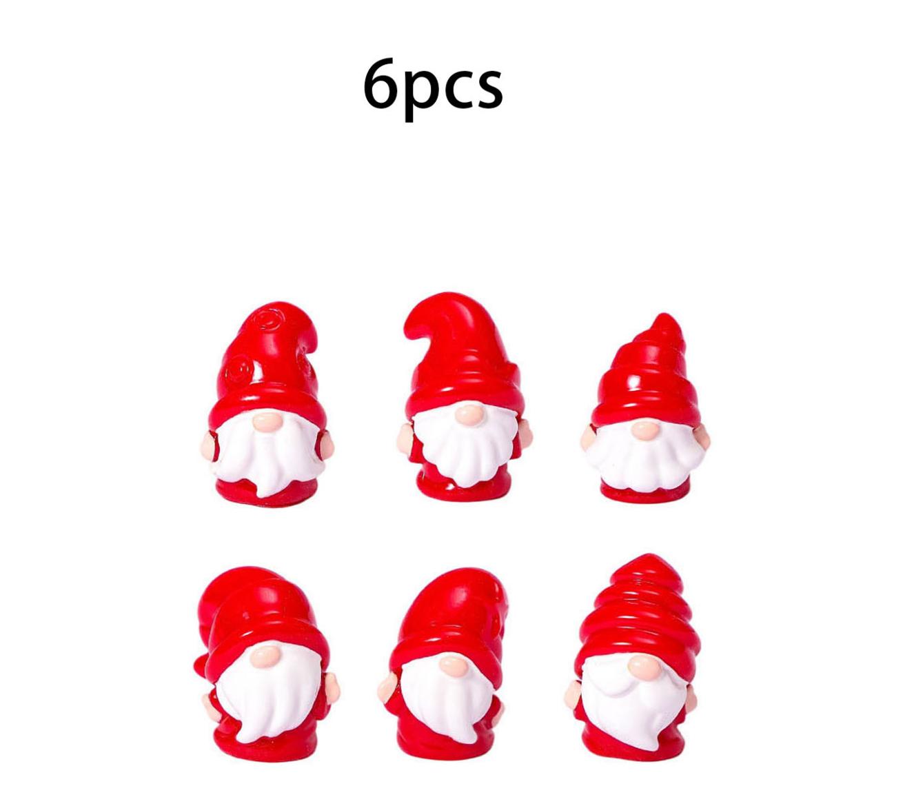 

6/12pcs Cute Mini Resin Gnomes Red Christmas Figurines for DIY Fairy Garden Fall Winter Thanksgiving Potted Plant Decor Gift