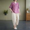 Retro summer fashion mom cotton and linen temperament loose and slim suit top