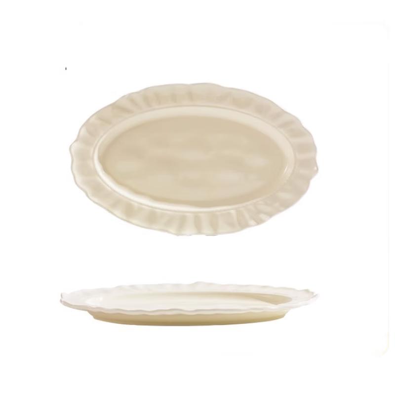 Kangmo Cream Style Ceramic Fish Plate 12.5 inches