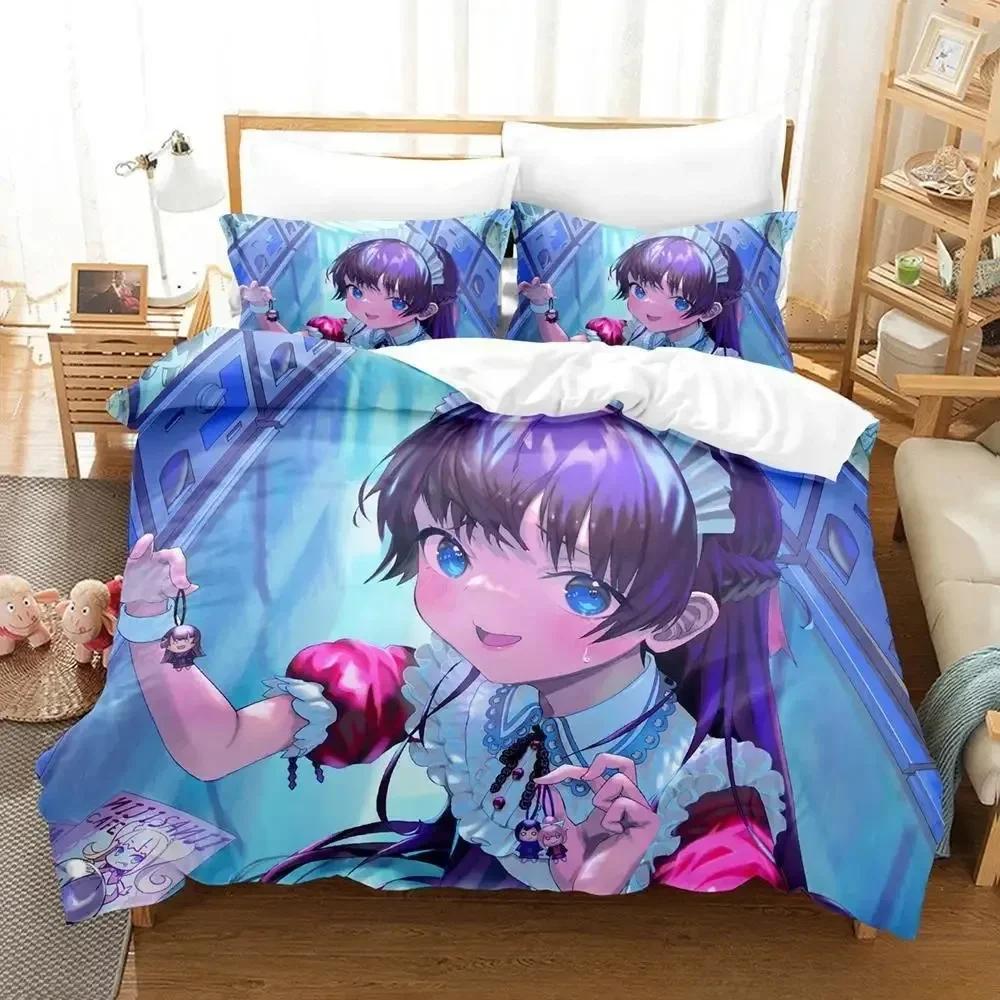 Virtueller Youtuber Tsukino Mito Cartoon Bequeme Bettdecke Bettbezug Kissenbezug Bettwäscheset Schlafzimmer Heimtextilien 3D Kawaii Mädchen