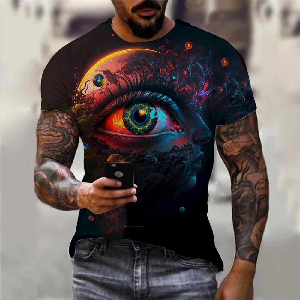 

Футболки с рисунком «Готичные красные глаза», летняя модная футболка с 3D-принтом для мужчин, футболка в стиле ужасов для женщин, повседневные забавные топы 6XL