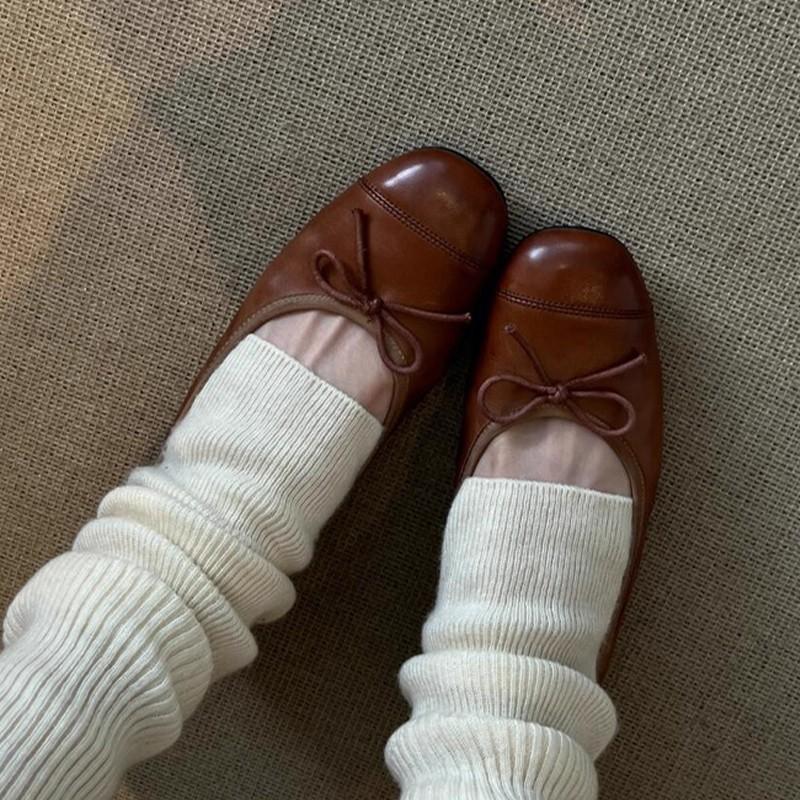 Jesień 2025 nowy wiatr wieczorny kok miękka podeszwa baleriny okrągły nosek temperament wygodne płytkie buty pojedyncze ze spódnicą