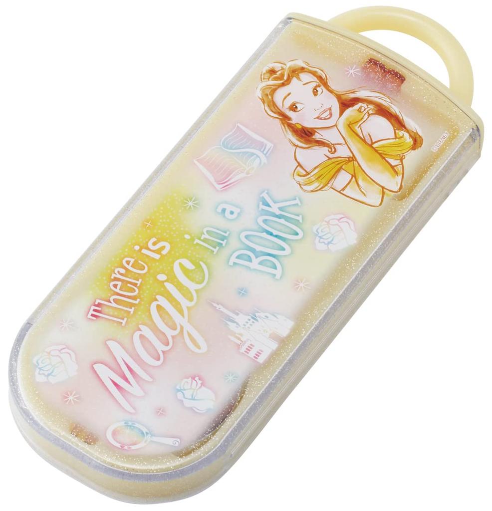 Skater Trio Set of and Disney Size for Made in Chopsticks, Spoon, Fork, Belle, 23, Girls, Antibacterial, Japan, TACC2AG-A