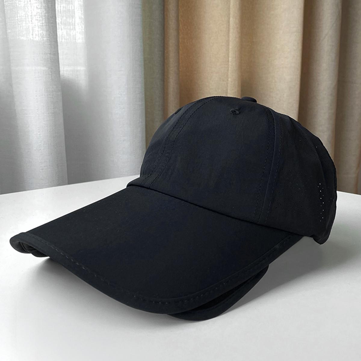 

Sunscreen Hat Men s Summer Sun Hat Outdoor Big Brim Cap Breathable Fishing Hat Retractable Sunshade Anti-Ultraviolet чёрный