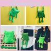Cute Green Frog Plush Shoulder Bag For Women Cartoon Character Crossbody Purse With Zipper Closure