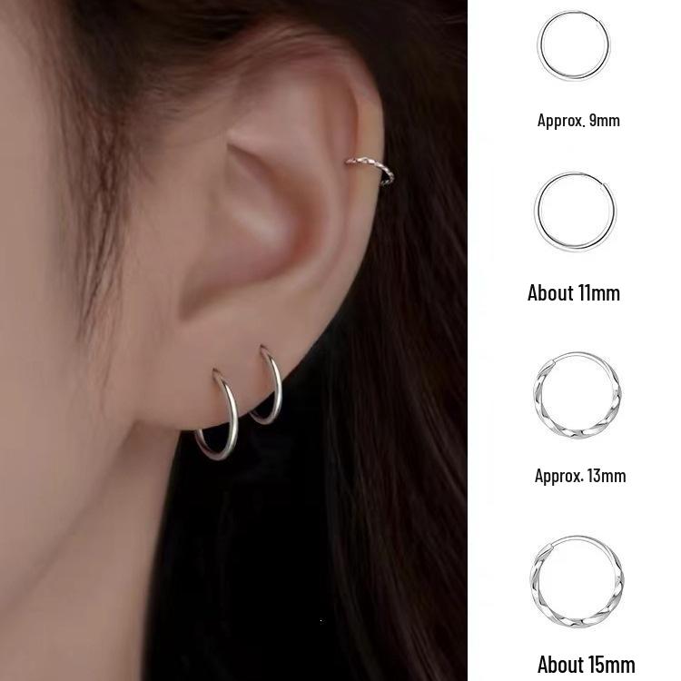 2024 Hot Plain Hoop Sterling Silver Stud Earrings for Women - Comfortable for Sleeping, Ideal for Ear Hole and Cartilage Care.