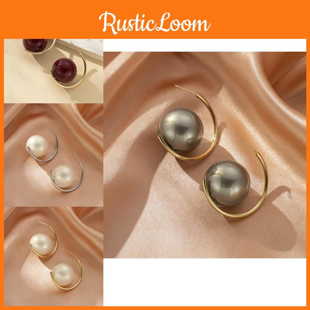 Elegant Style Vintage Large Pearl Earrings Classy Minimalist Women Copper Jewelry