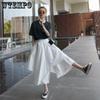 Japanese Gothic Irregular High Waist Pleated Skirts Women Black Harajuku Punk Cargo Skirt Summer Solid Casual Long Skirts