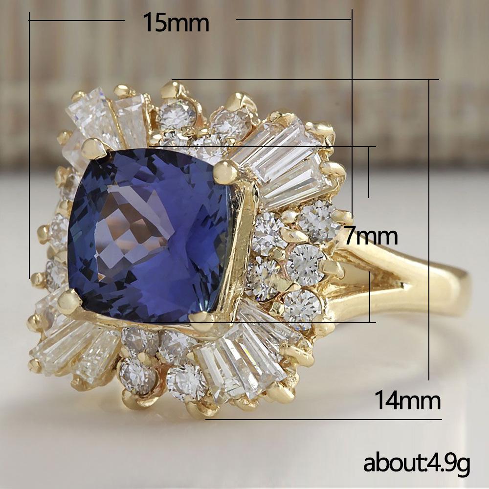 Cao Shi Hot-Selling Dark Blue Zircon Alloy Ring for Women
