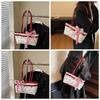 Sweet French Tote Bag Lace Ribbon Underarm Bags Shoulder Bag Bow PU Handbag  Women