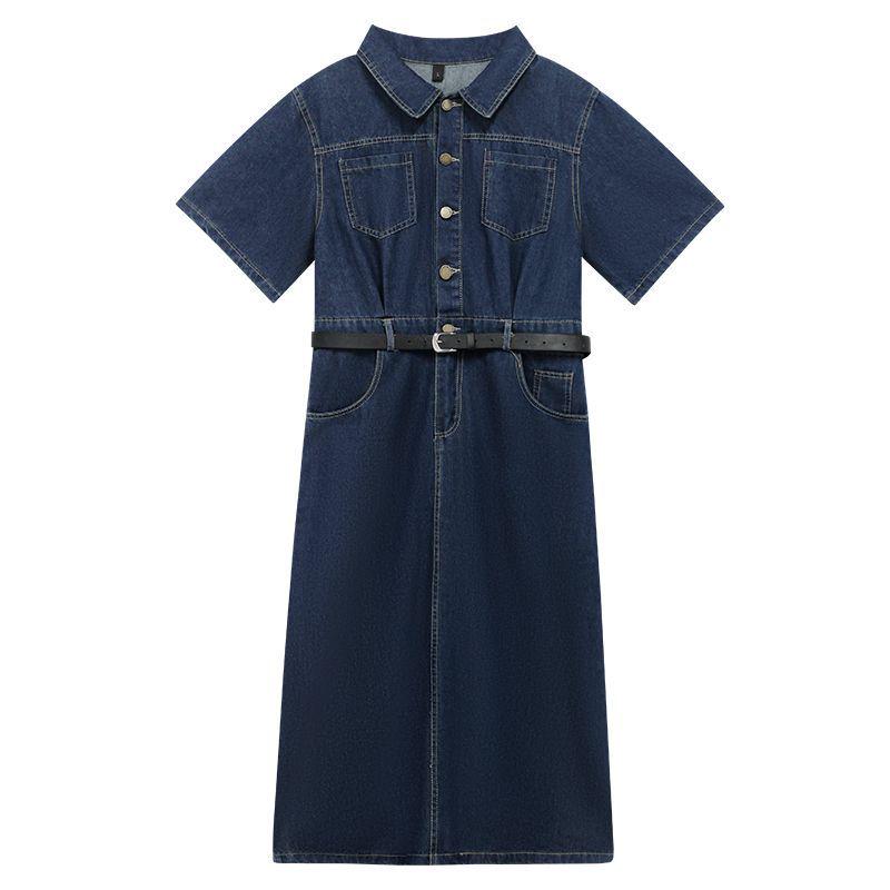 Plus Size Women's Denim Dress - 2026 Summer Slimming Skirt for Tummy Concealment