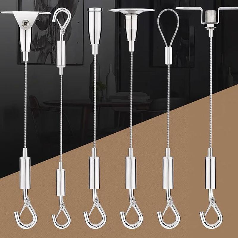 1 Pcs Wire Rope Spring Hook Adjustable Hanging Clothesline Fixed Guardrail Lock Lifting Code Suitable For Light Panels